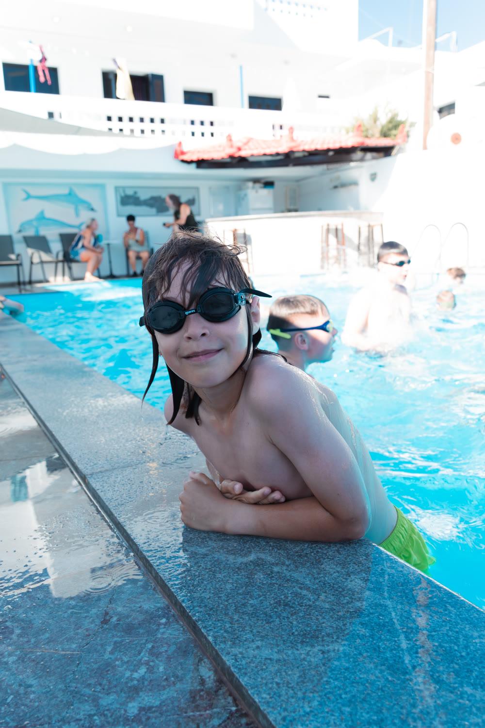 Pool training at the Crete camp
