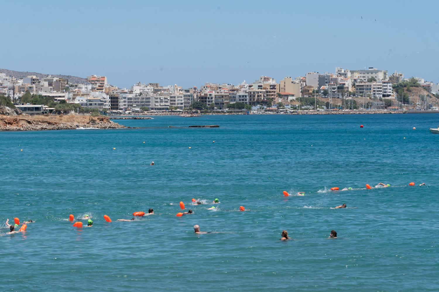 Open-water swimming at the Crete camp