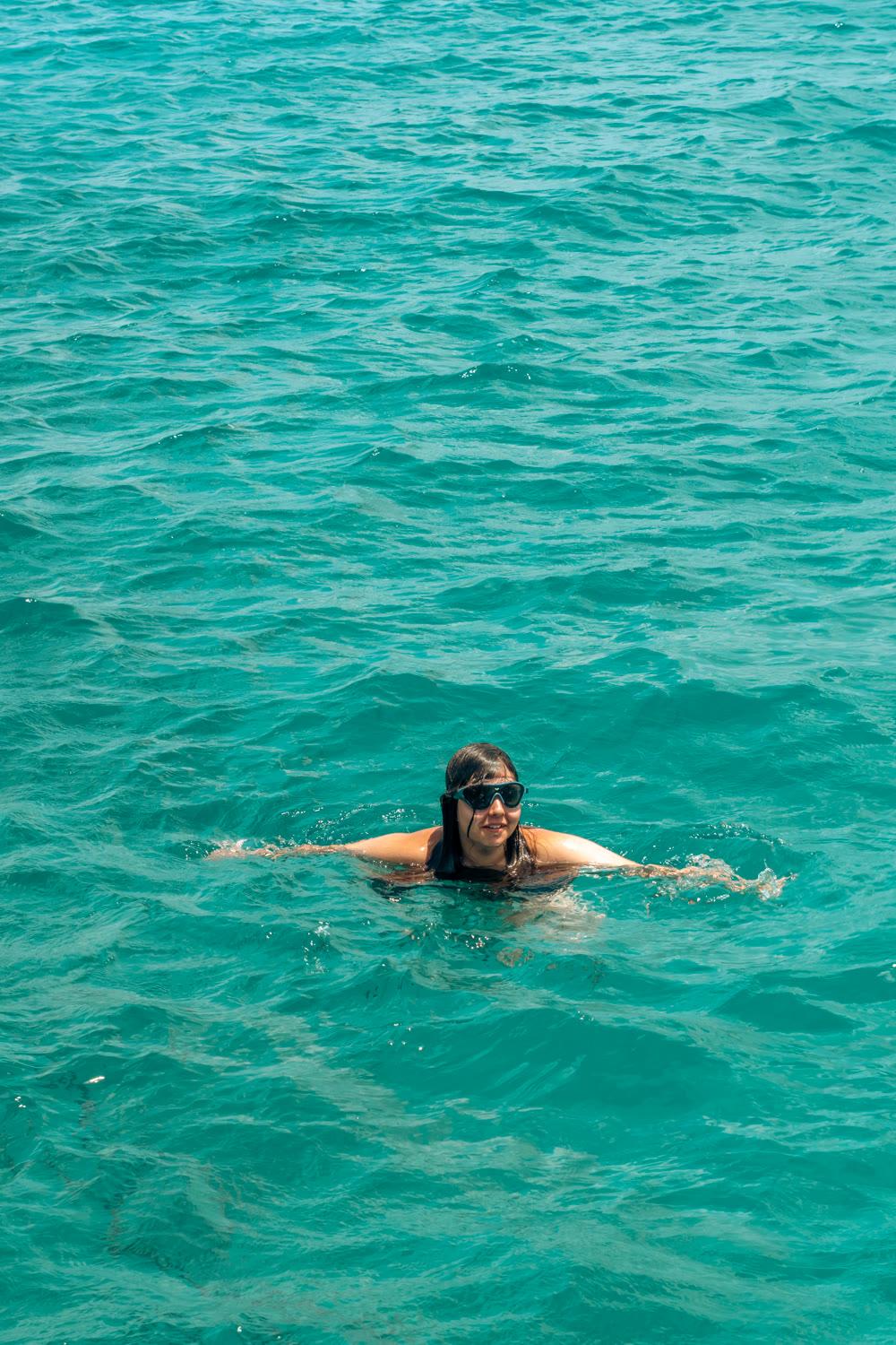 Open-water swimming at the Crete camp